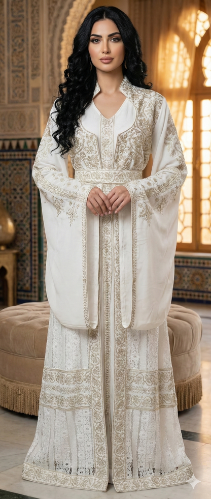 Heritage Embroidered Open Abaya