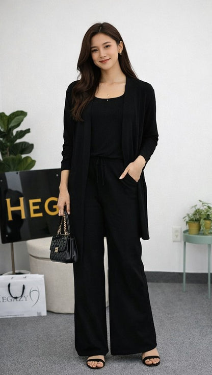 Elegant Ribbed Knit Two-Piece Set