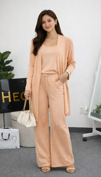 Elegant Ribbed Knit Two-Piece Set