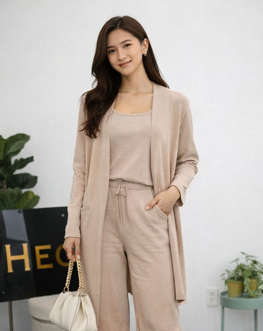 Elegant Ribbed Knit Two-Piece Set
