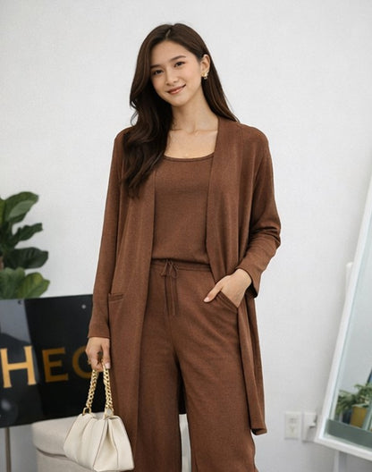 Elegant Ribbed Knit Two-Piece Set