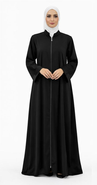 Classic Zip-front Black Abaya