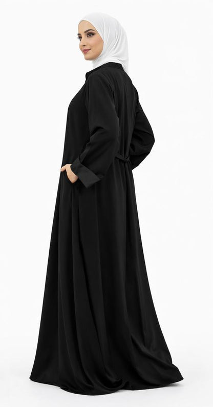 Classic Zip-front Black Abaya
