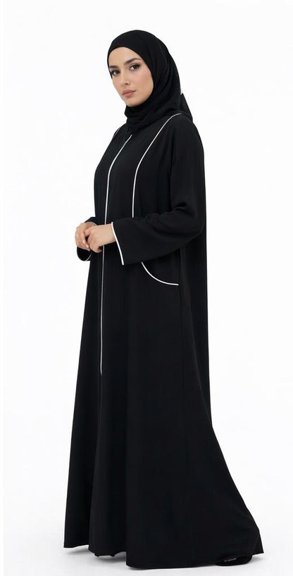 Elegant white lined Abaya