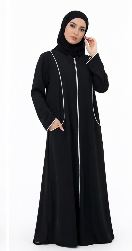 Elegant white lined Abaya