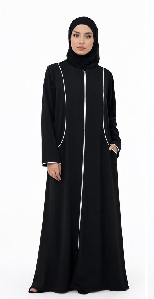 Elegant white lined Abaya