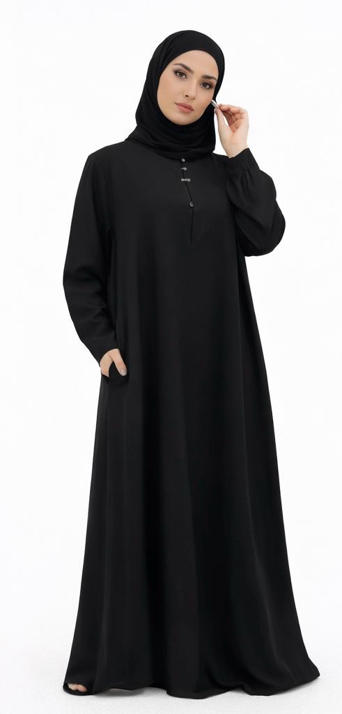 Abaya with hooked buttons