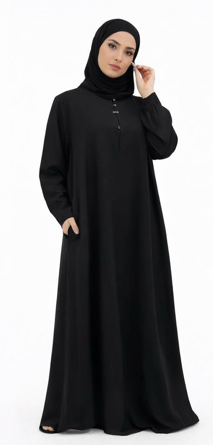 Abaya with hooked buttons