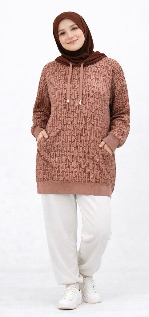 Signature Pattern Hooded Knit Tunic