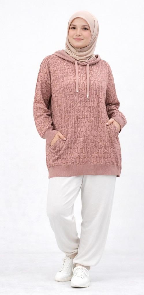 Signature Pattern Hooded Knit Tunic