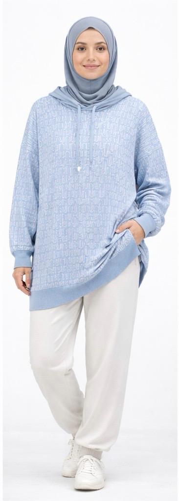 Signature Pattern Hooded Knit Tunic