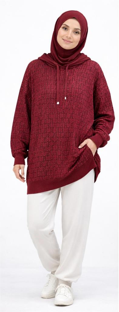 Signature Pattern Hooded Knit Tunic