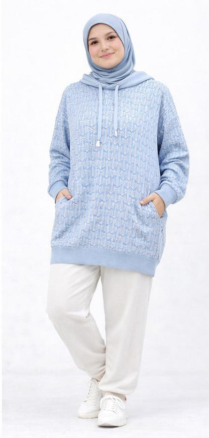 Signature Pattern Hooded Knit Tunic