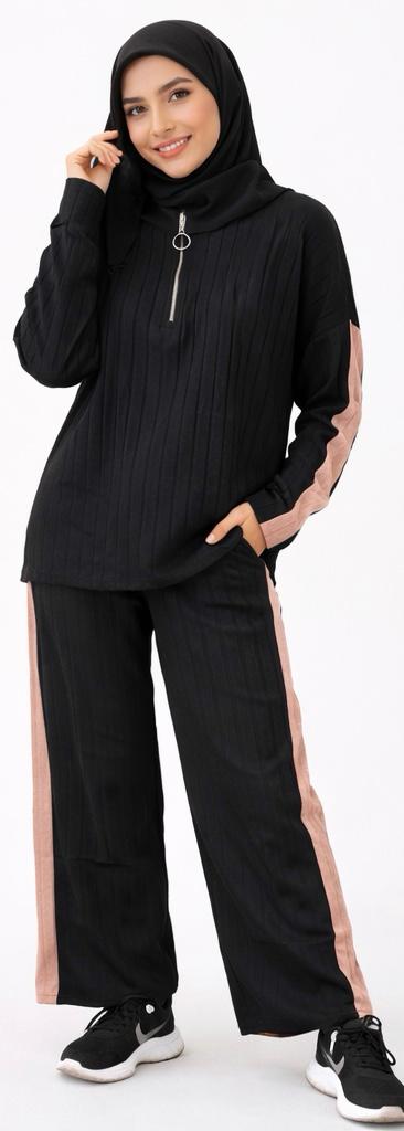 Ribbed Zip-Neck Modest Lounge Set