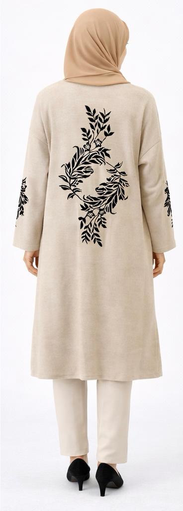 Botanical printed Open-Front Modest Cardigan