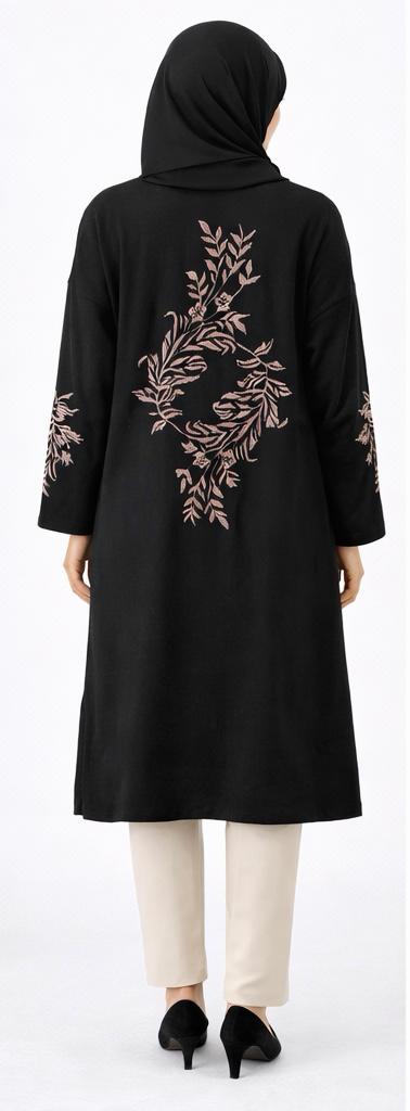 Botanical printed Open-Front Modest Cardigan