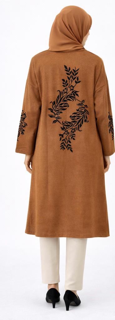 Botanical printed Open-Front Modest Cardigan