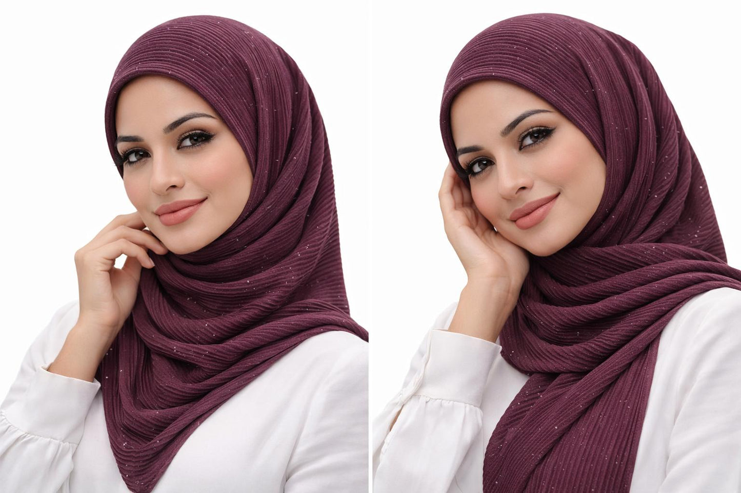Pleated shimmery Square Hijab