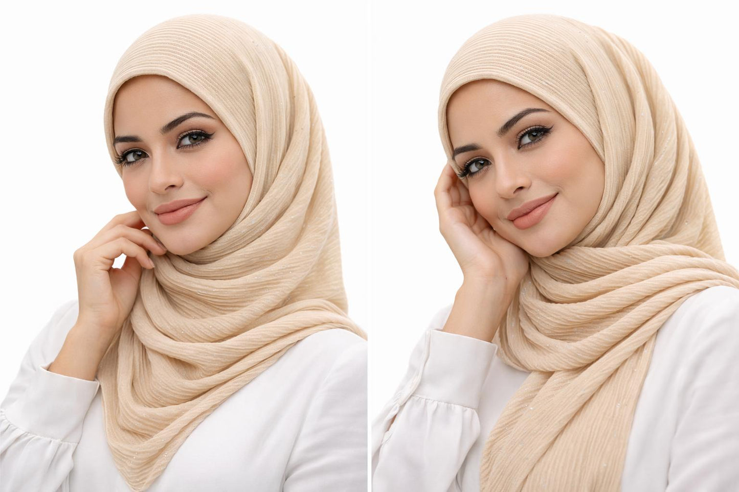 Pleated shimmery Square Hijab