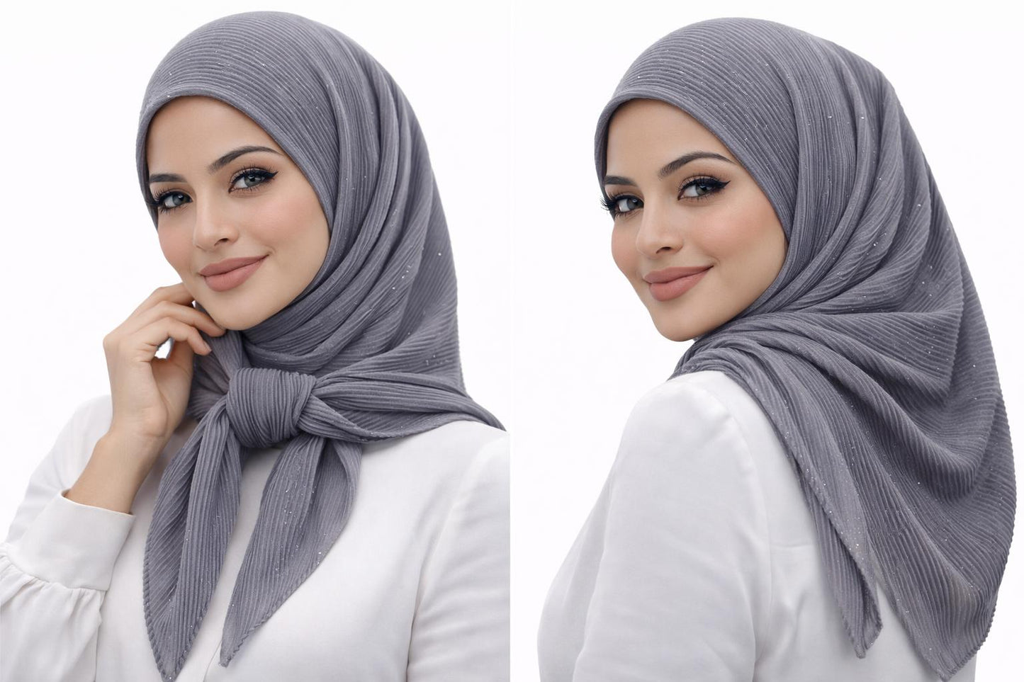 Pleated shimmery Square Hijab