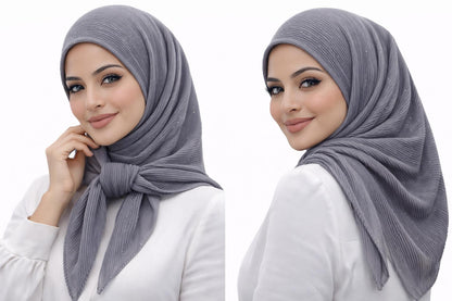 Pleated shimmery Square Hijab