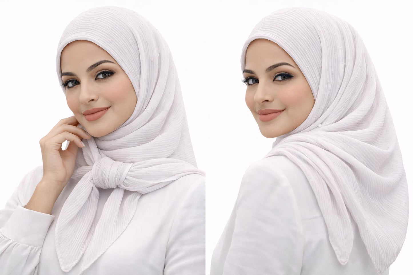 Pleated shimmery Square Hijab