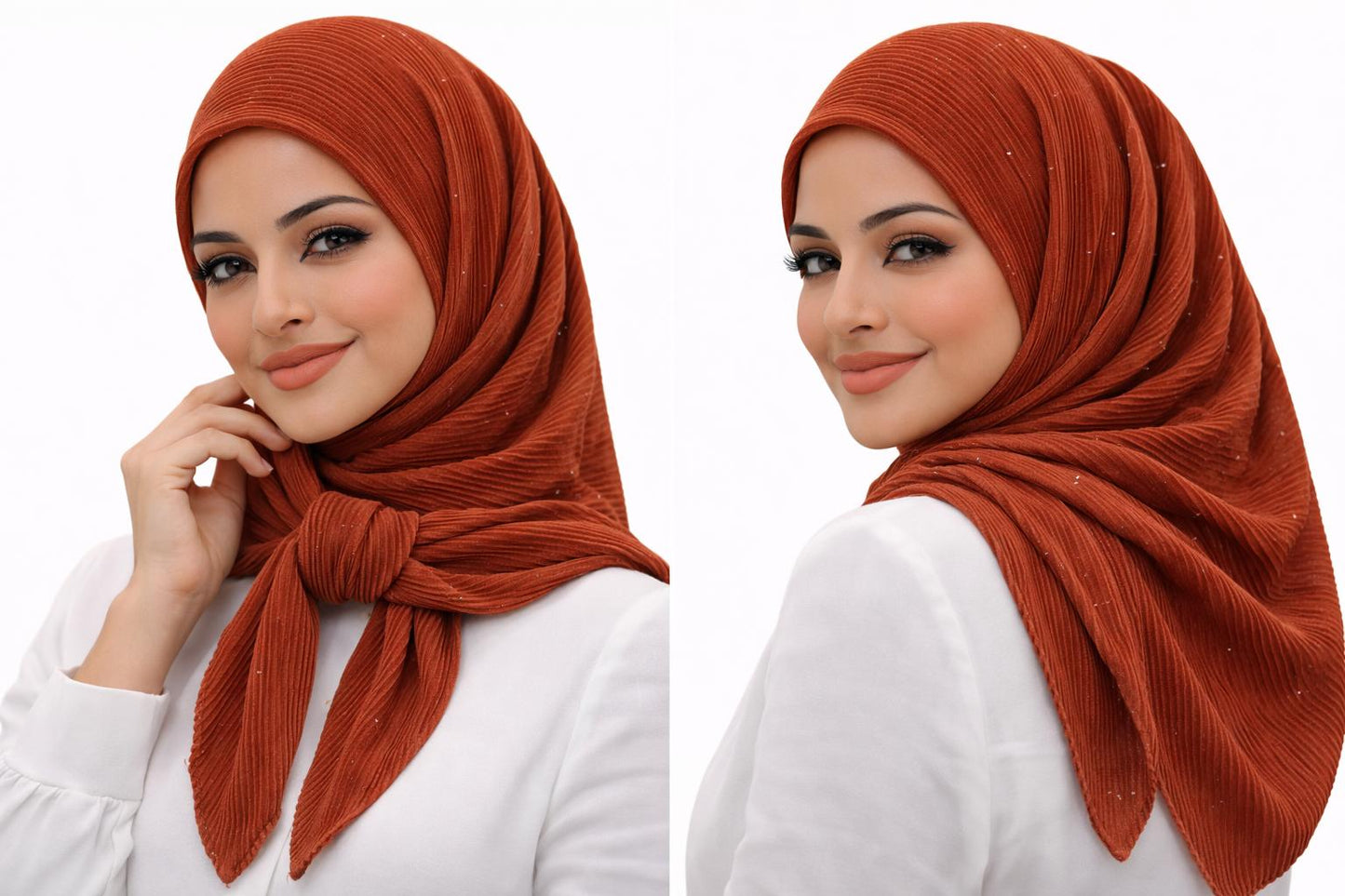Pleated shimmery Square Hijab