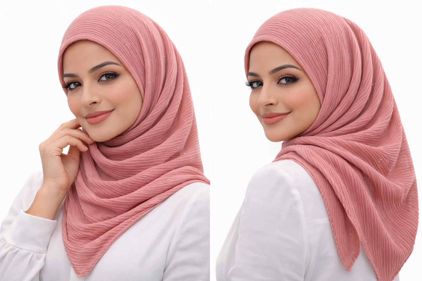 Pleated shimmery Square Hijab