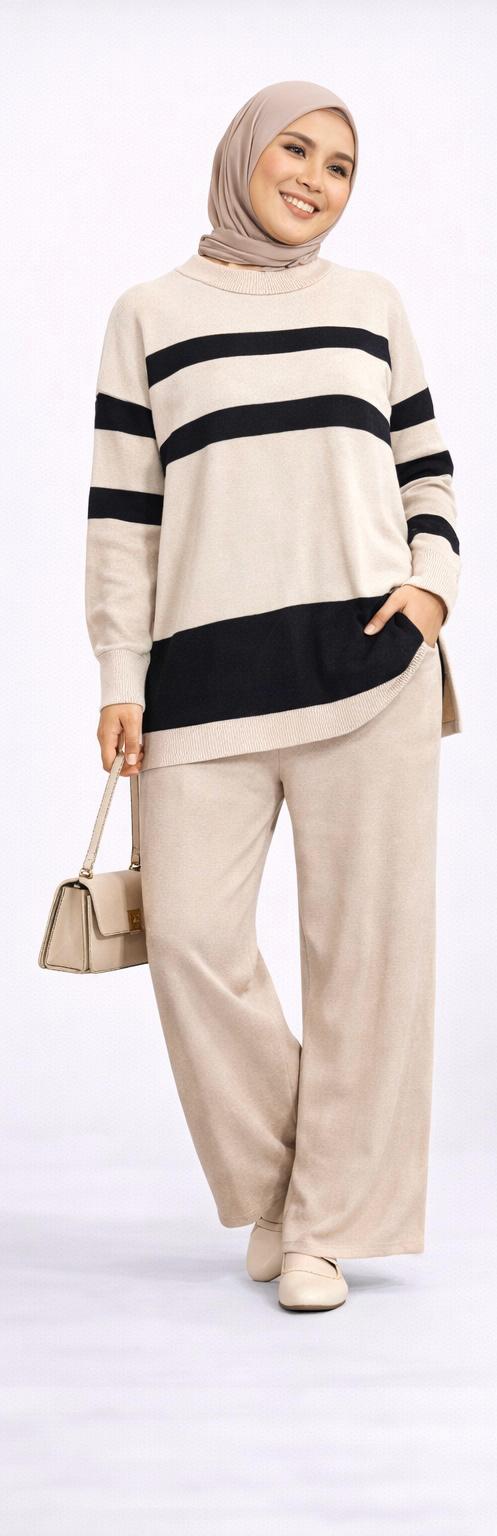 Trio-Stripe Knit Lounge Set