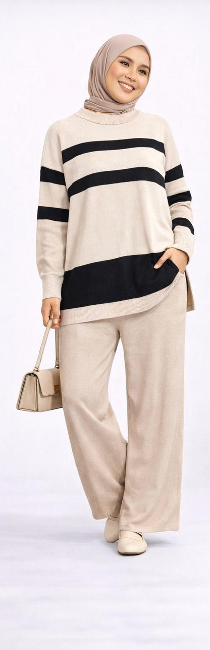 Trio-Stripe Knit Lounge Set