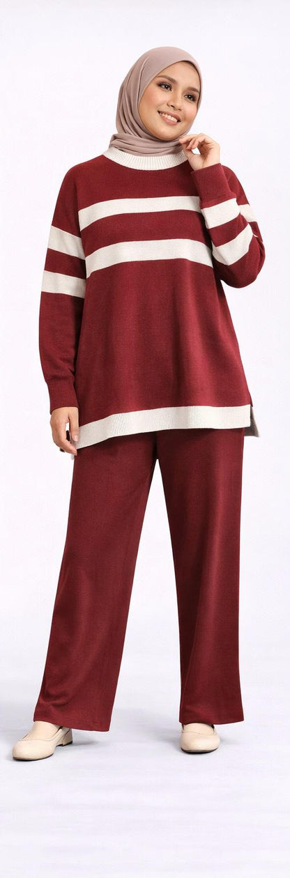 Trio-Stripe Knit Lounge Set