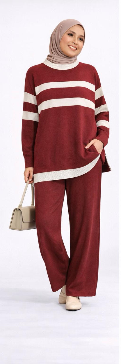 Trio-Stripe Knit Lounge Set