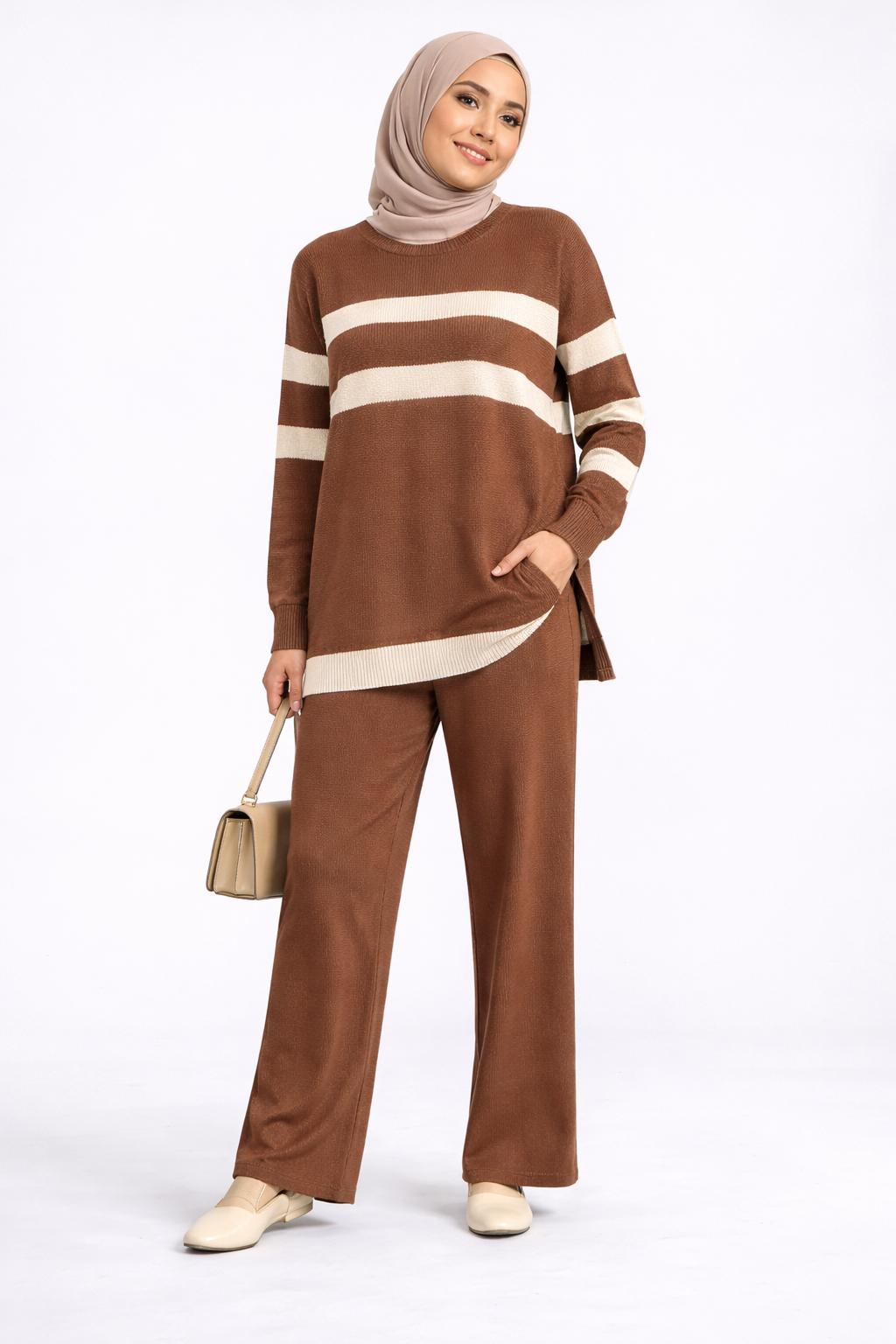 Trio-Stripe Knit Lounge Set