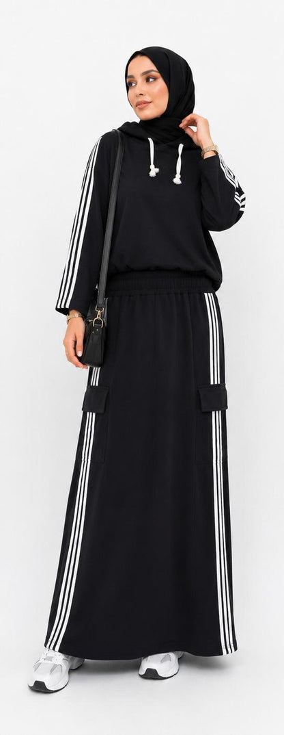 Athletic Striped Hoodie Set