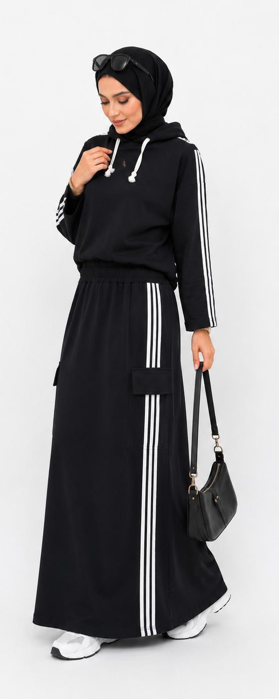 Athletic Striped Hoodie Set
