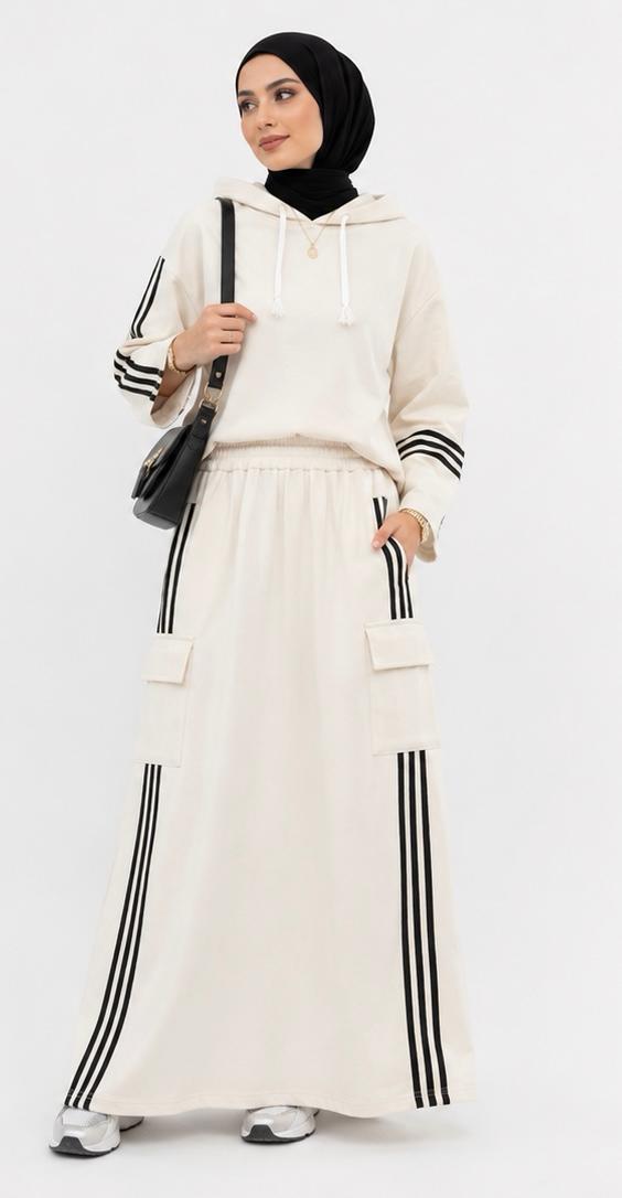 Athletic Striped Hoodie Set