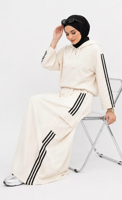 Athletic Striped Hoodie Set
