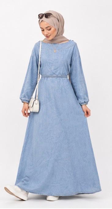 Plain Denim Maxi Dress