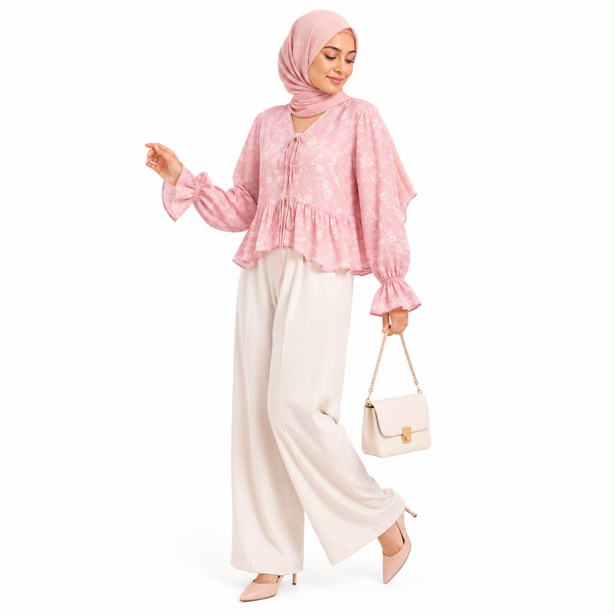 Floral Tie-front Blouse