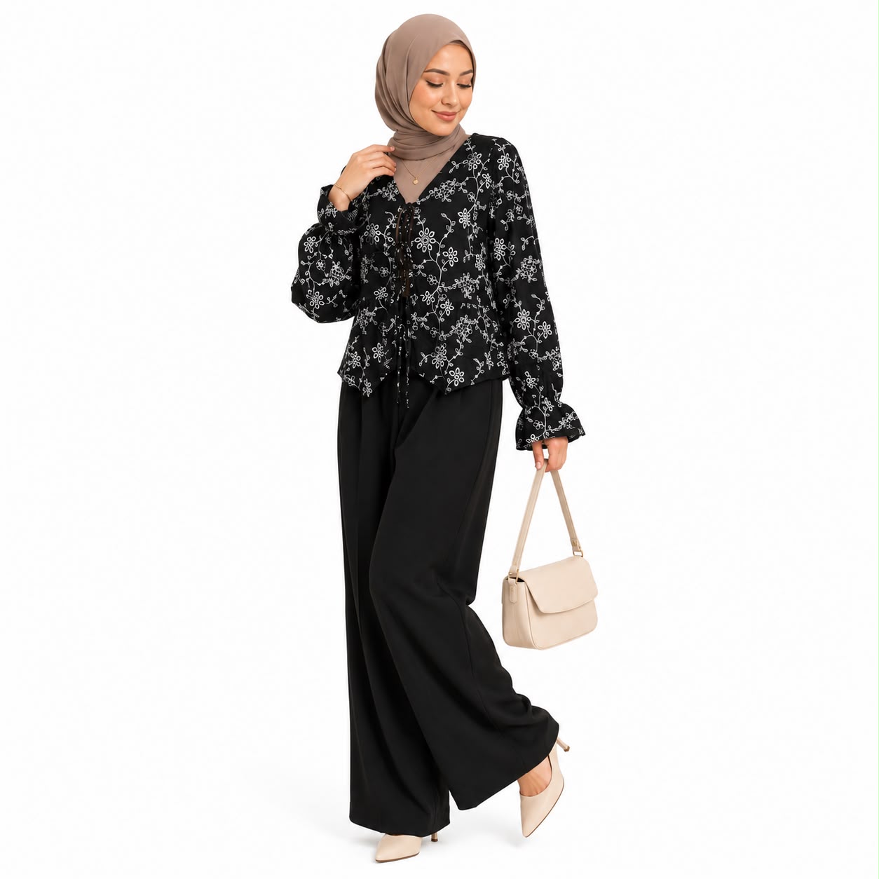 Floral Tie-front Blouse