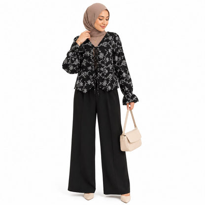Floral Tie-front Blouse