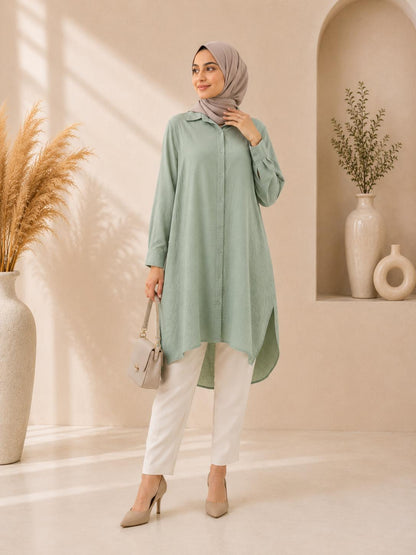 Midi Crinkled Flow Shirt
