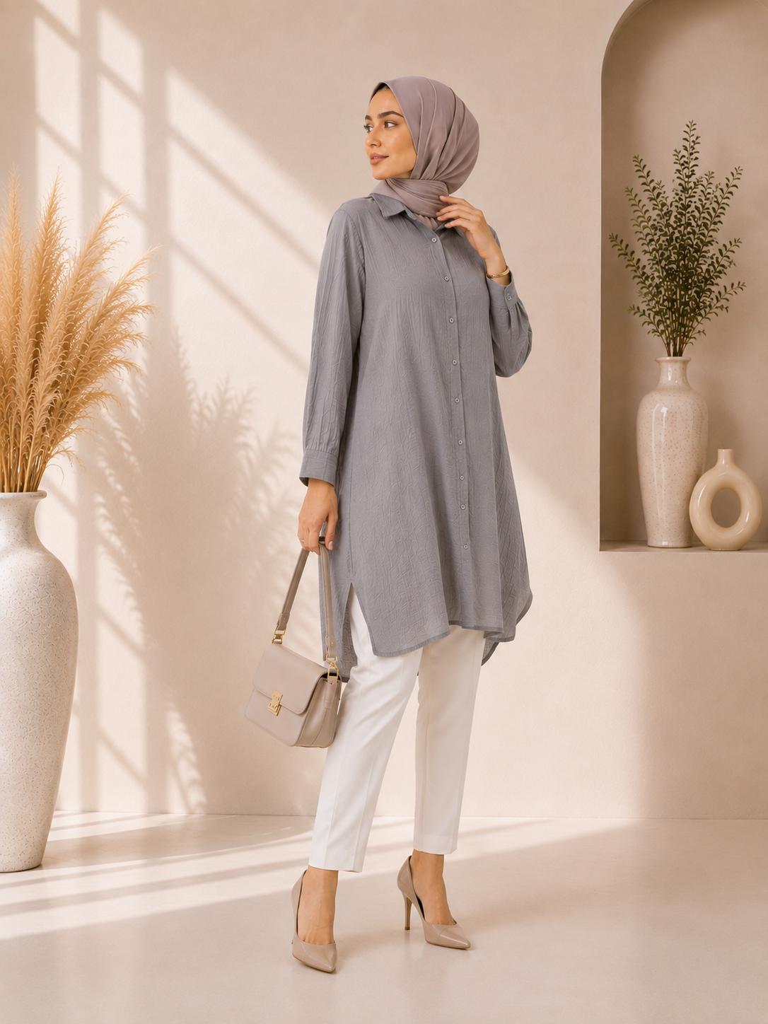 Midi Crinkled Flow Shirt