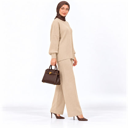 Crewneck Sweater Wide-leg set