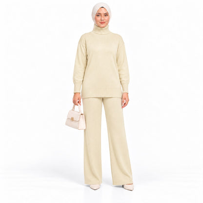 Ribbed Turtleneck Knit Two-Piece Collection