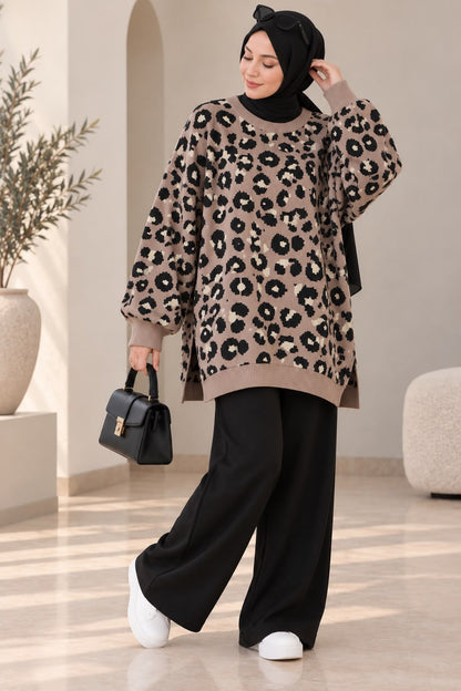 Cheetah Print Oversized Sweater