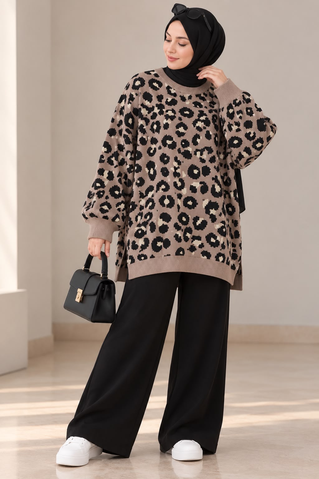 Cheetah Print Oversized Sweater