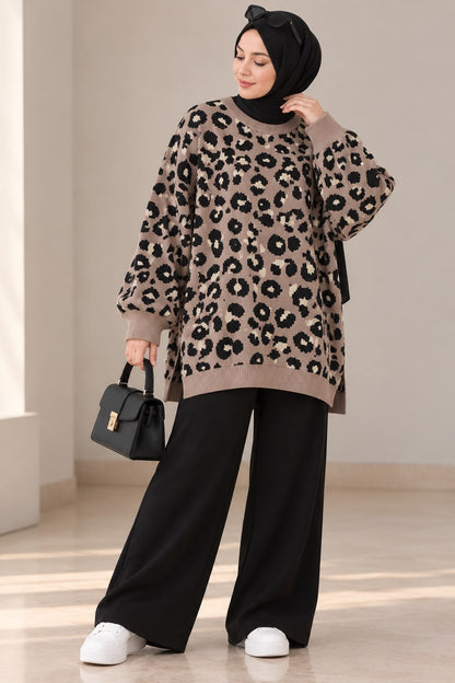 Cheetah Print Oversized Sweater