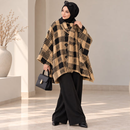 Plaid  Pattern Poncho