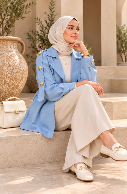Sky Blue Belted Utility Jacket